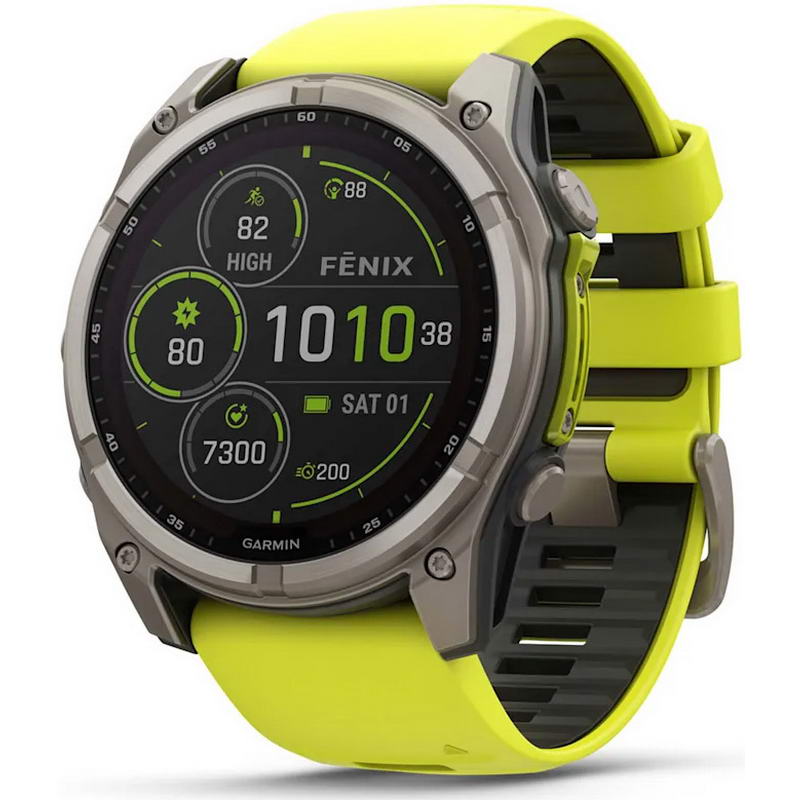 Смарт-годинник Garmin fenix 8 51 mm Solar Sapphire Titanium w. Amp Yellow/Graphite Silicone Band (010-02907-20/21)