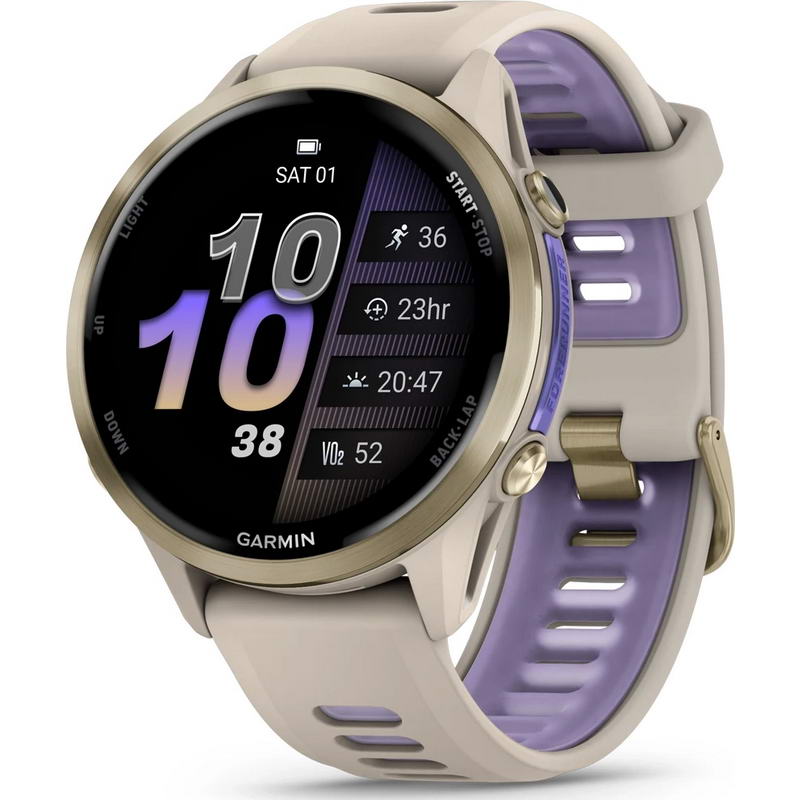 Смарт-годинник Garmin Forerunner 970 Soft Gold Titanium with French Grey Case and French Grey/Translucent Indigo Band (010-02969-12)