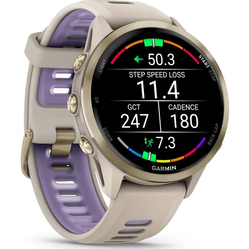 Смарт-годинник Garmin Forerunner 970 Soft Gold Titanium with French Grey Case and French Grey/Translucent Indigo Band (010-02969-12) - фото 2