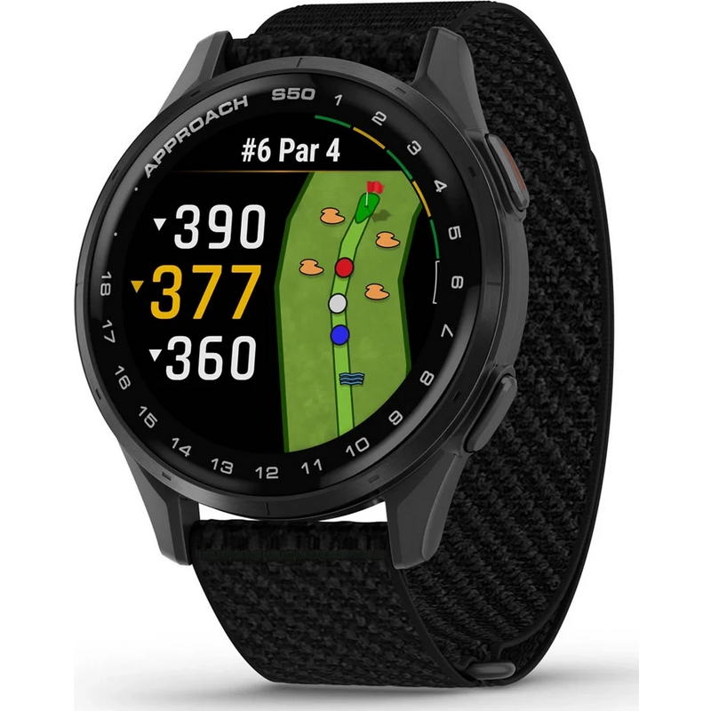 Смарт-годинник Garmin Approach S50 Slate Aluminum Bezel with Black ComfortFit Nylon Band (010-03010-00)