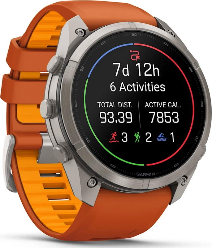 Смарт-годинник Garmin Fenix 9 Pro 51mm Titanium with Autumn Orange/Spark Orange Silicone Band (010-04337-05/06)