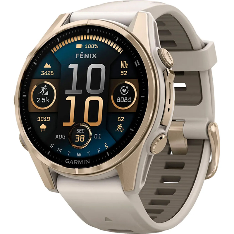Смарт-годинник Garmin Fenix 8 AMOLED Sapphire Soft Gold with Fog Gray Silicone (010-02903-18) (UA)