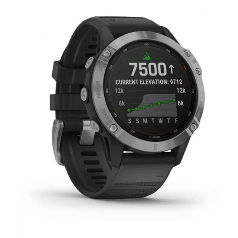 Смарт-годинник Garmin Fenix 6 Solar Silver with black band (010-02410-00) - фото 1