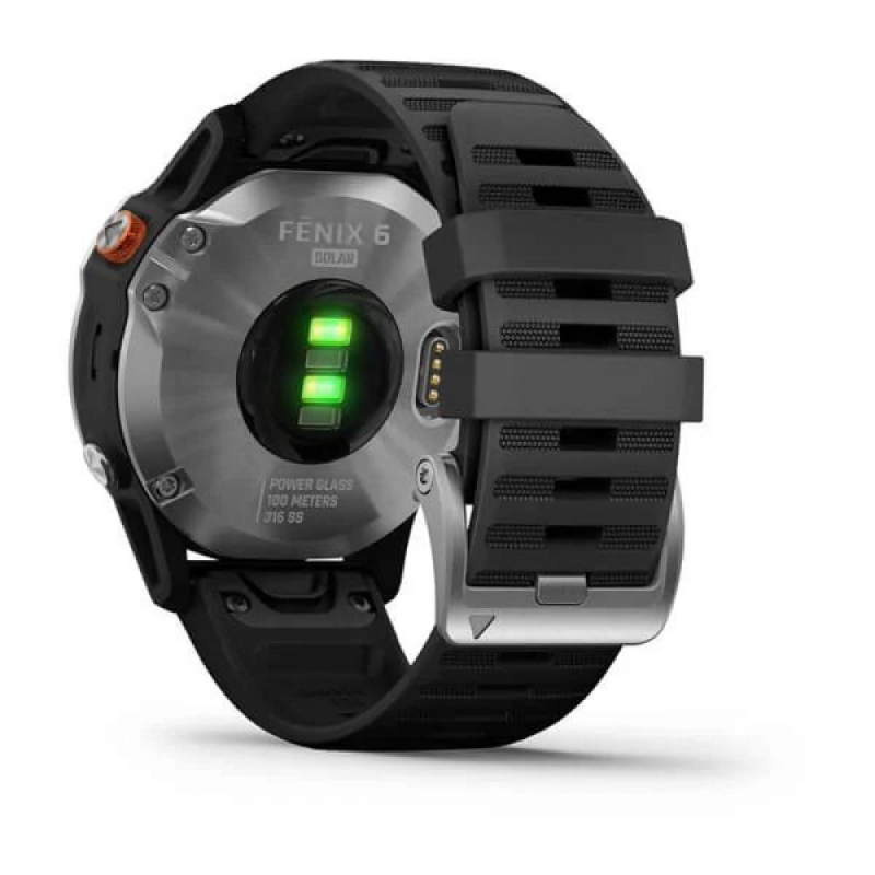 Смарт-годинник Garmin Fenix 6 Solar Silver with black band (010-02410-00) - фото 2