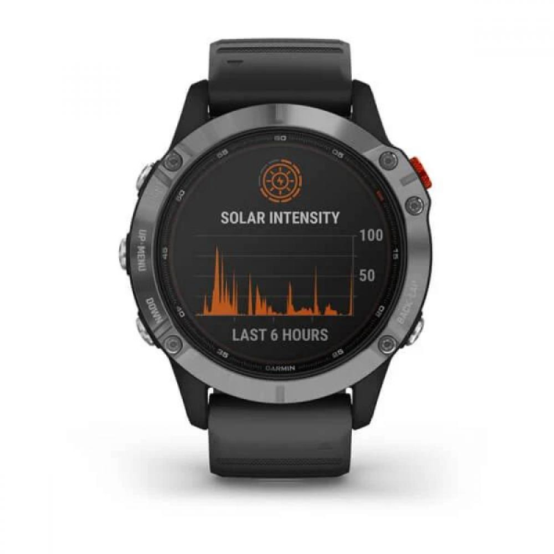 Смарт-годинник Garmin Fenix 6 Solar Silver with black band (010-02410-00) - фото 4