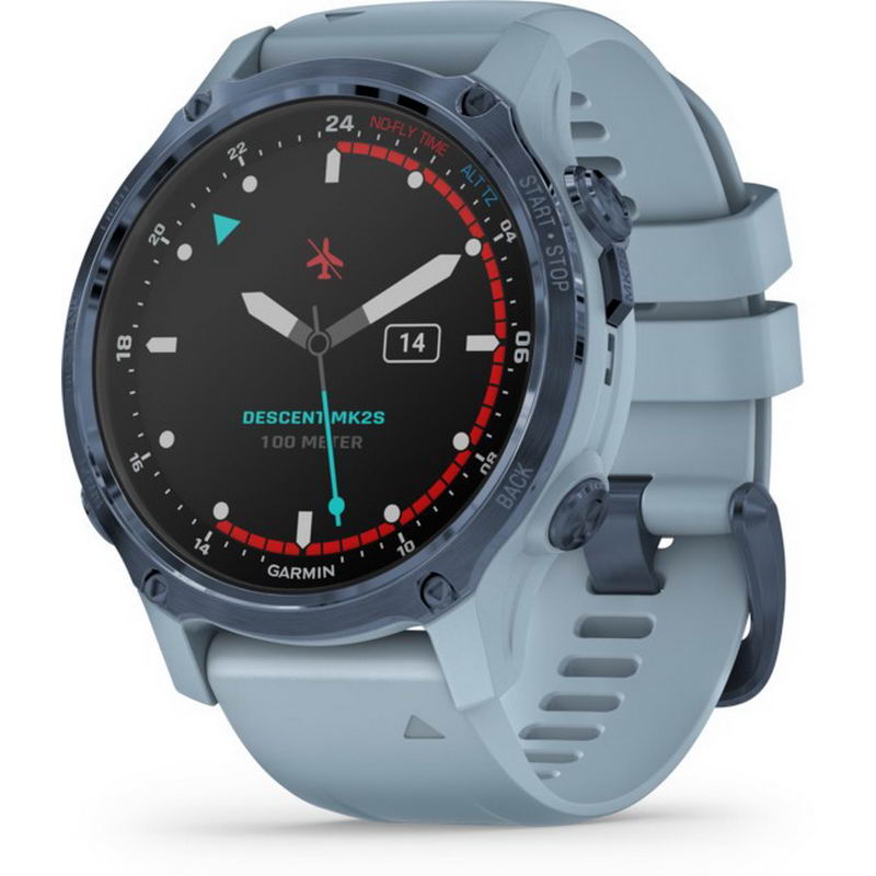 Смарт-годинник Garmin Descent Mk2S Mineral Blue with Sea Foam Silicone Band (010-02403-07)