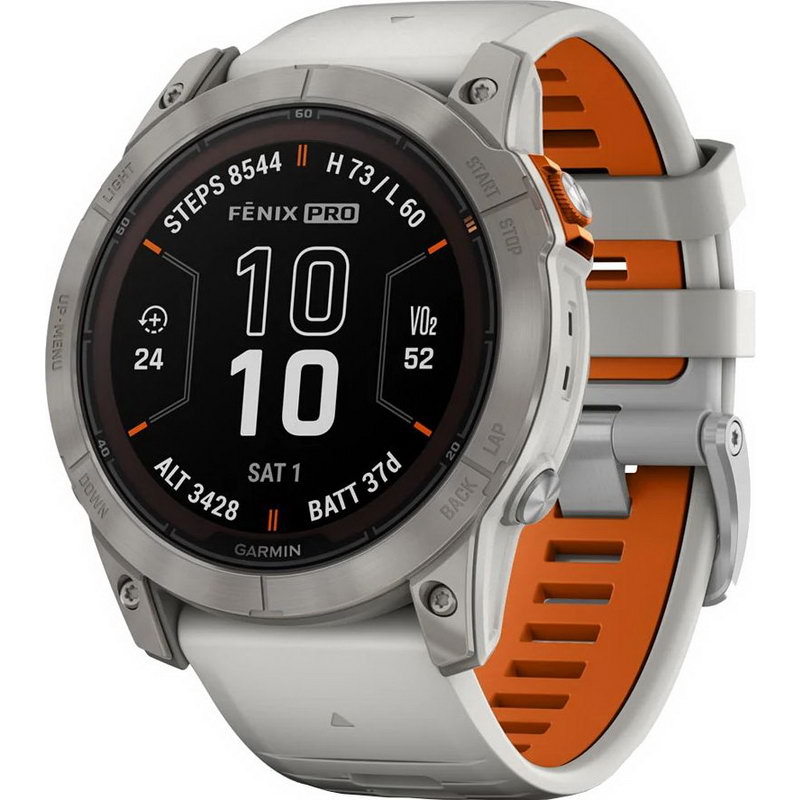 Смарт-часы Garmin Fenix 7X Pro Sapphire Solar Edition Titanium with Fog Gray/Ember Orange Band (010-02778-14/15)