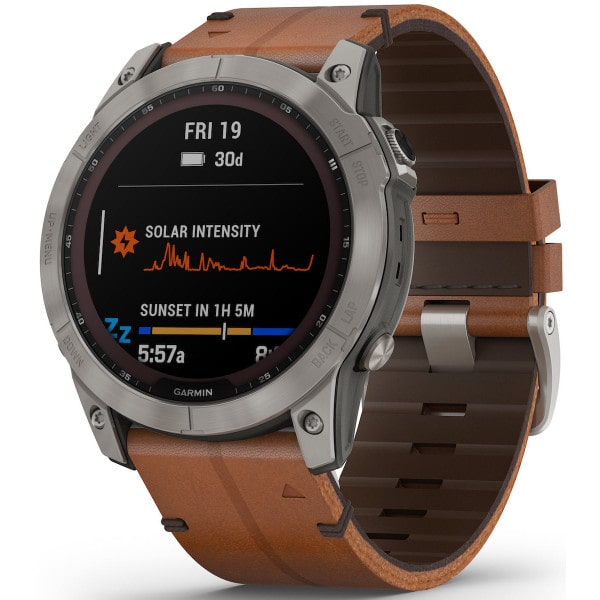 Смарт-годинник Garmin Fenix 7X Sapphire Solar Titanium w. Chestnut Leather Band (010-02541-19)