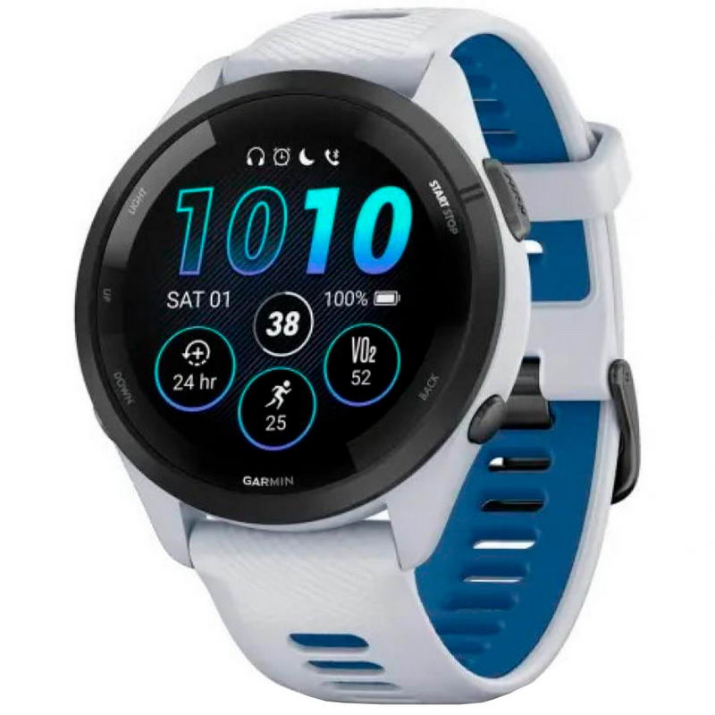 Смарт-годинник Garmin Forerunner 265 Black Bezel with Whitestone Case and Whitestone/Tidal Blue Silicone Band (010-02810-51) (UA)