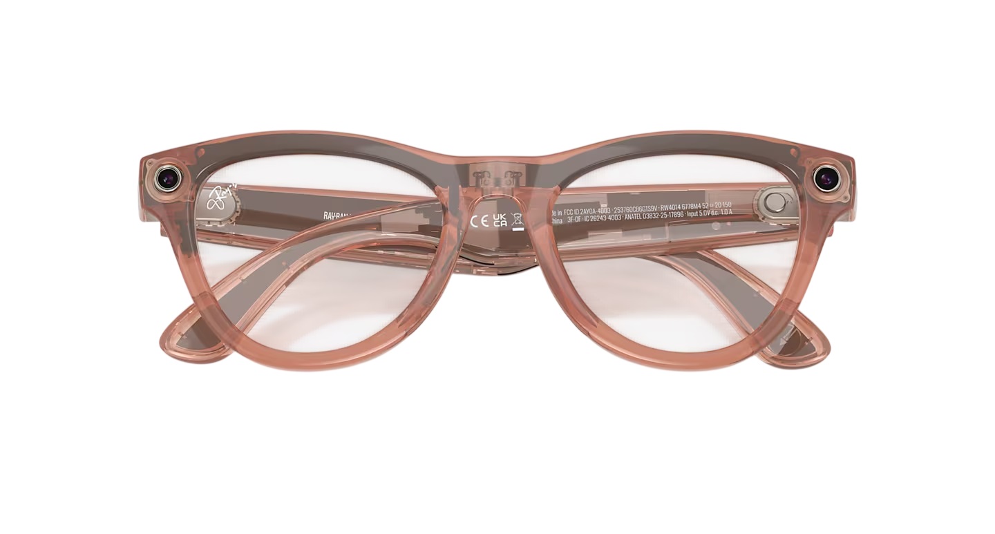 Смарт-очки Ray-Ban Meta Skyler Gen2 Standard Shiny Transp.Peach Frame/Clear to Brown Transit.Lenses (RW4014 6778M4 52-20) - фото 3