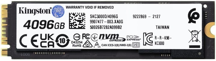 SSD накопичувач Kingston 4096GB KC3000 M.2 2280 PCIe 4.0 x4 NVMe 3D TLC (SKC3000D/4096G)