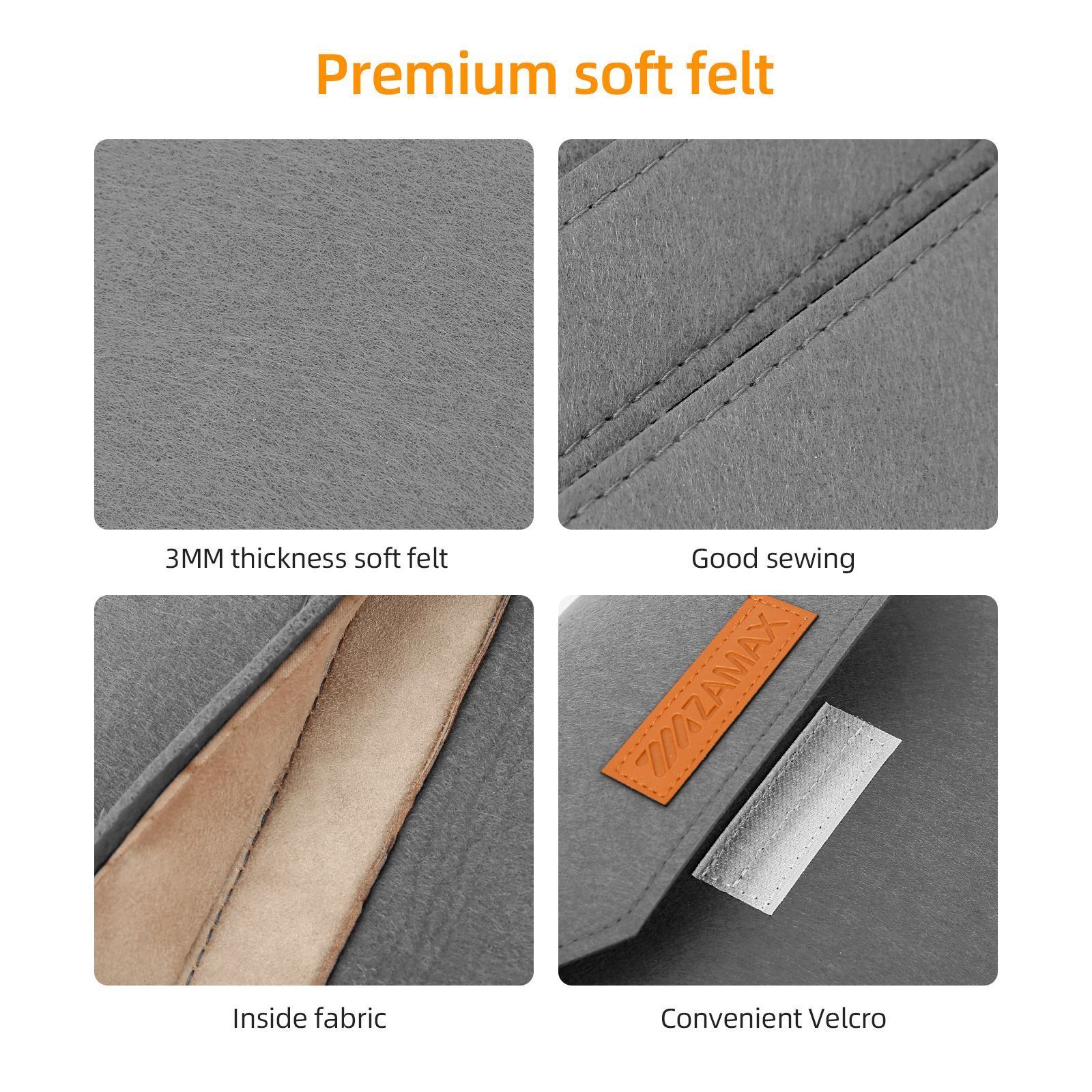 Чохол-конверт ZAMAX Felt Sleeve для MacBook Air 13.6" (Graphite) - фото 2