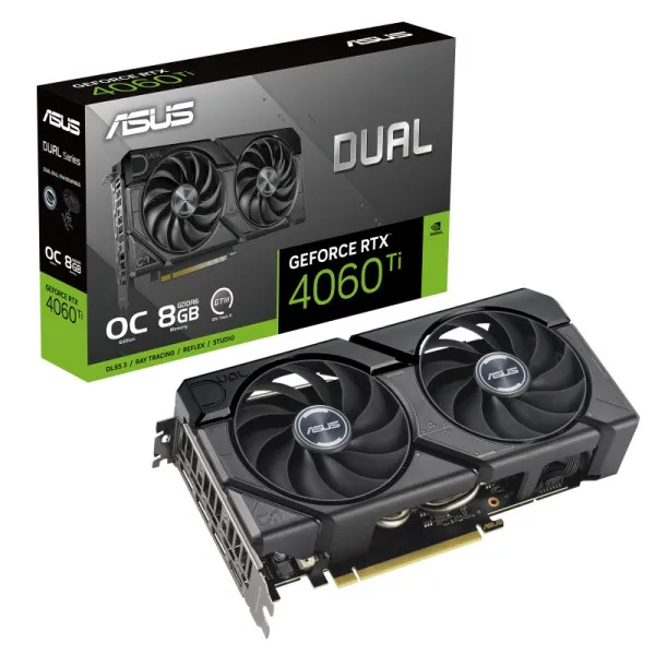 Видеокарта ASUS GeForce RTX4060Ti 8Gb DUAL OC EVO (DUAL-RTX4060TI-O8G-EVO) - фото 1 Видеокарта ASUS GeForce RTX4060Ti 8Gb DUAL OC EVO (DUAL-RTX4060TI-O8G-EVO) - фото 1