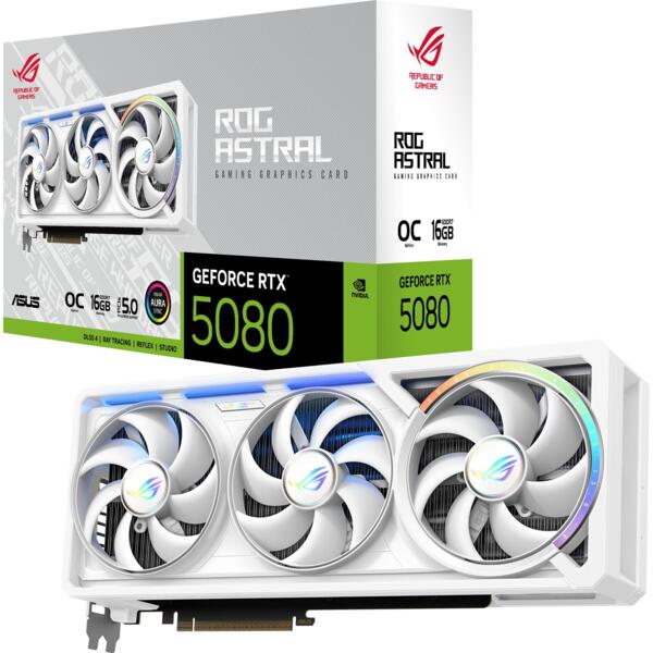 Відеокарта ASUS GeForce RTX5080 16GB ROG ASTRAL WHITE OC (ROG-ASTRAL-RTX5080-O16G-WHITE) - фото 1