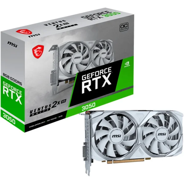 Видеокарта MSI Nvidia GeForce RTX 3050 VENTUS 2X XS WHITE 8G OC - фото 1 Видеокарта MSI Nvidia GeForce RTX 3050 VENTUS 2X XS WHITE 8G OC - фото 1