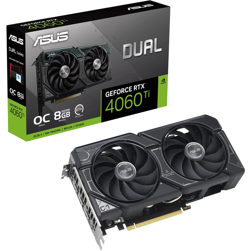 Видеокарта ASUS GeForce RTX4060Ti 8Gb DUAL OC BULK (DUAL-RTX4060TI-O8G-V2)