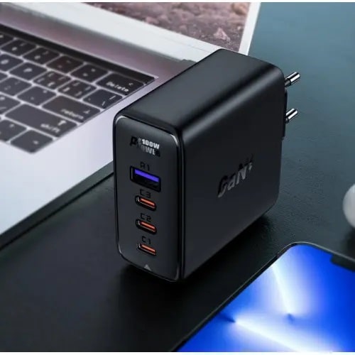 Сетевое зарядное устройство Acefast A37 3xUSB-C + USB-A + кабель USB-C to USB-C 100w (Black) - фото 2