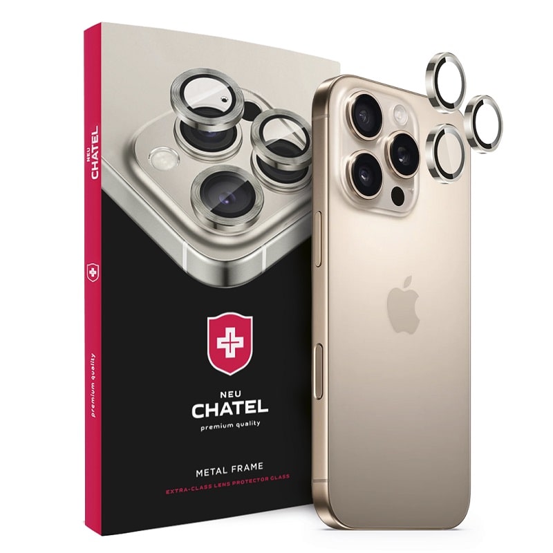 Лінза на камеру +NEU Chatel Metal Frame Lens Protector Glass for iPhone 17 Pro/17 Pro Max Natural