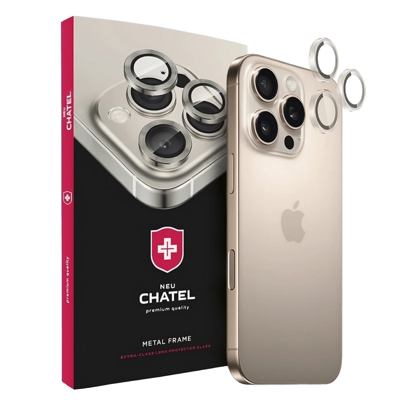 Лінза на камеру +NEU Chatel Metal Frame Lens Protector Glass for iPhone 17 Pro/17 Pro Max Transparent