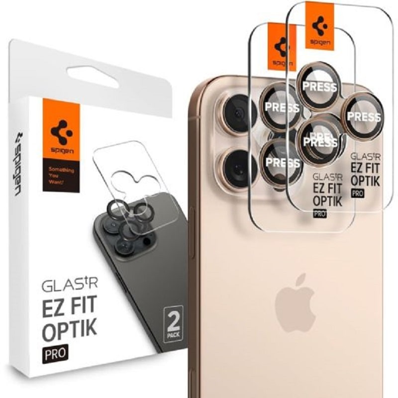 Захисне скло для камери Spigen iPhone 16 Max/ 16 Pro Optik Pro Glas.TR "EZ FIT" (2 шт) Desert Titanium (AGL08862)
