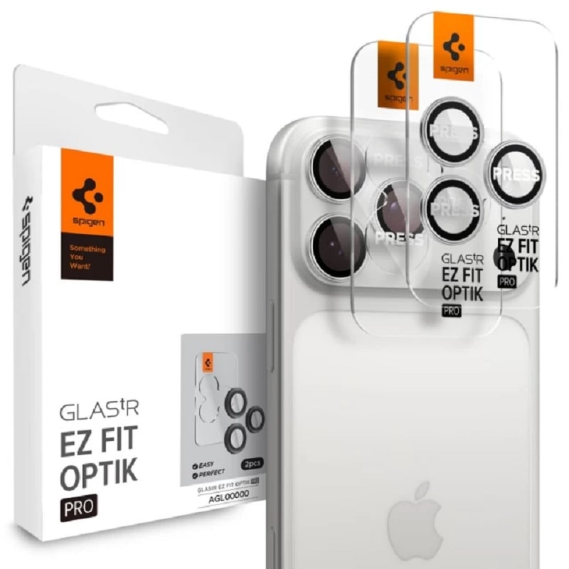 Защитное стекло для камеры Spigen iPhone 17 Max/ 17 Pro/ 16 Max/ 16 Pro EZFit Optik Pro (2шт) Silver (AGL10124)