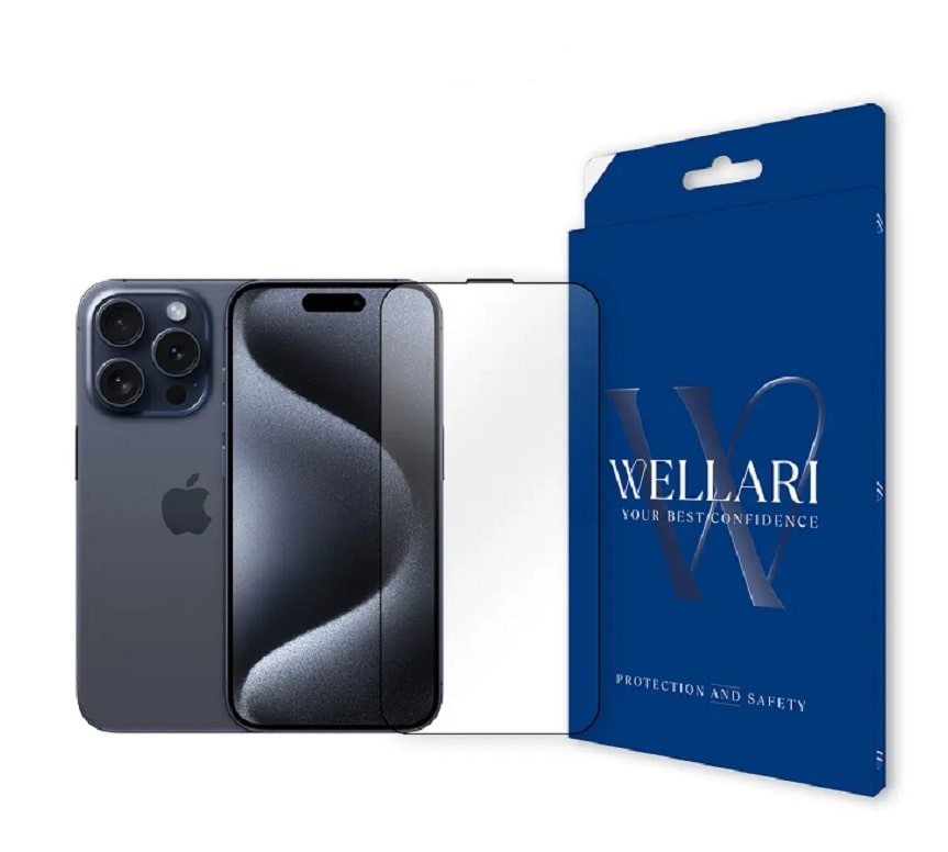 Захисне скло Wellari для iPhone 15 Pro 2.75D Full Screen 0.4mm [High Aluminium Glass]