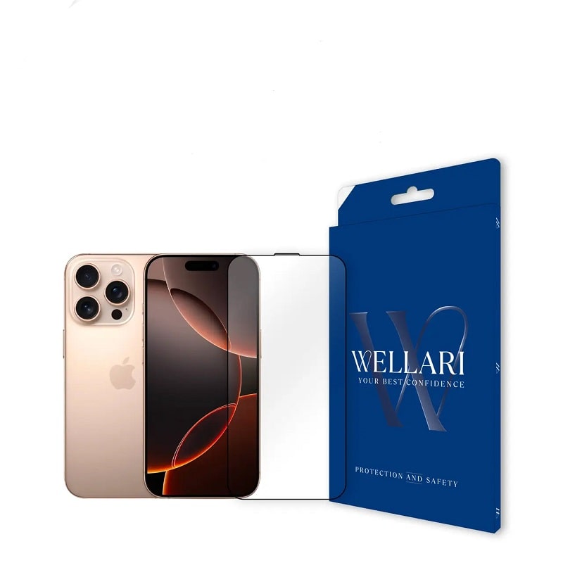 Захисне скло Wellari для iPhone 16 Pro Max 2.75D Full Screen 0.4mm [High Aluminium Glass] (Black)