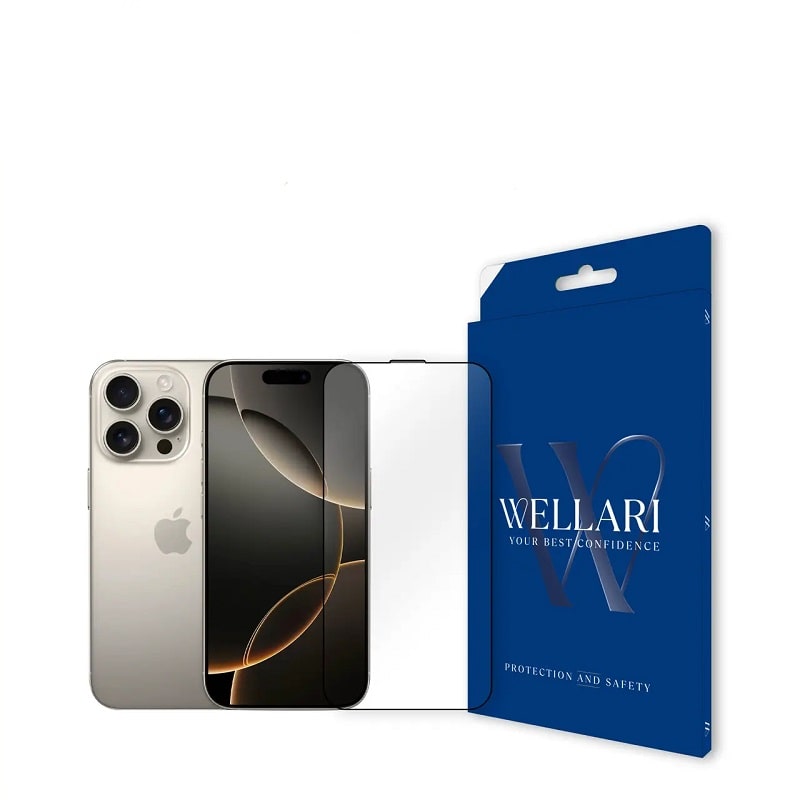 Захисне скло Wellari для iPhone 16 Pro 2.75D Full Screen 0.4mm [High Aluminium Glass] (Black)
