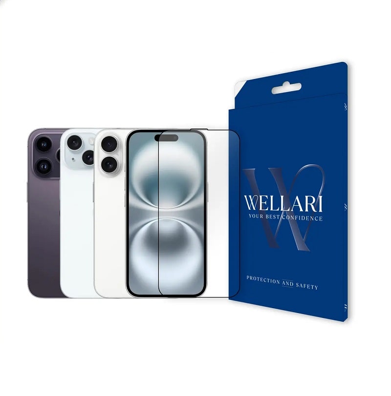 Захисне скло Wellari для iPhone 14 Pro Max/15 Plus/16 Plus 2.75D Full Screen 0.4mm [High Aluminium Glass]